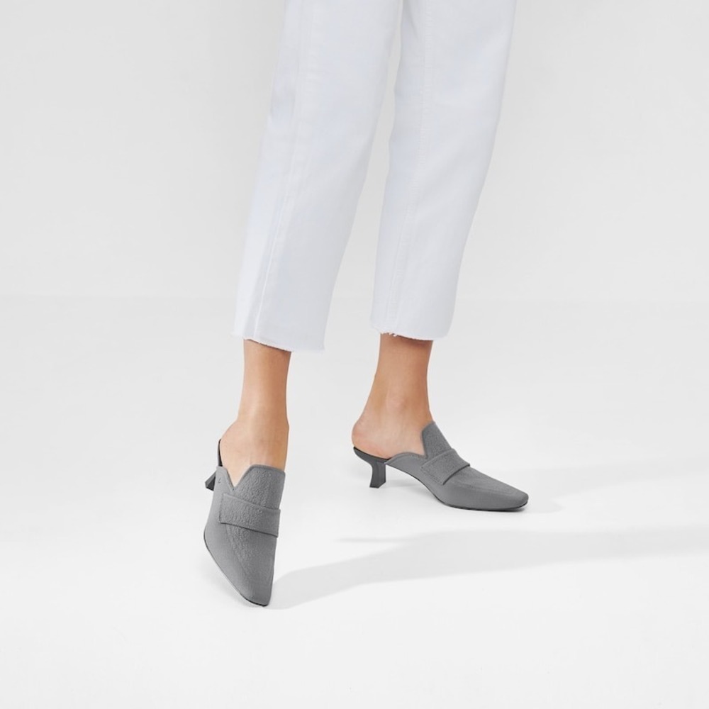 VIVAIA Gray Square Toe Knit Heeled Mules EU 41 / US 9.5 Chic Comfort Shoes NWT